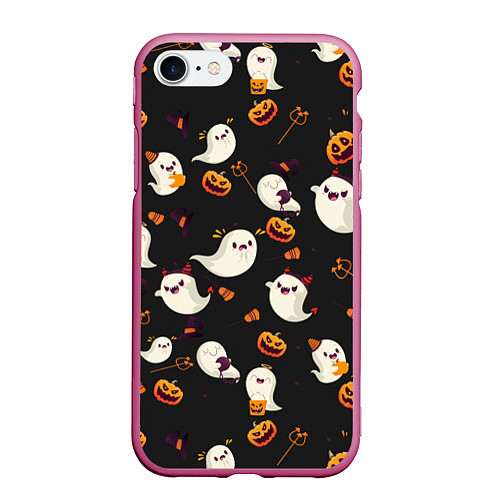 Чехол iPhone 7/8 матовый Halloween / 3D-Малиновый – фото 1