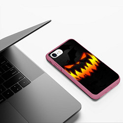 Чехол iPhone 7/8 матовый Pumpkin smile and bats, цвет: 3D-малиновый — фото 2