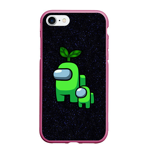 Чехол iPhone 7/8 матовый Among us Lime kid lime / 3D-Малиновый – фото 1