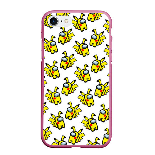 Чехол iPhone 7/8 матовый Among us Pikachu / 3D-Малиновый – фото 1