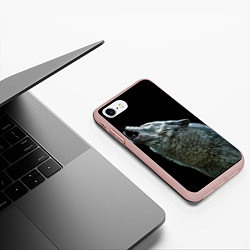 Чехол iPhone 7/8 матовый Воющий волк, цвет: 3D-светло-розовый — фото 2