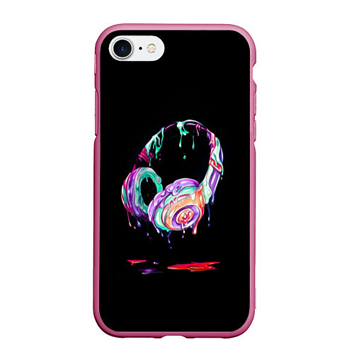 Чехол iPhone 7/8 матовый Потекшие наушники / 3D-Малиновый – фото 1