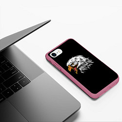 Чехол iPhone 7/8 матовый Орёл, цвет: 3D-малиновый — фото 2