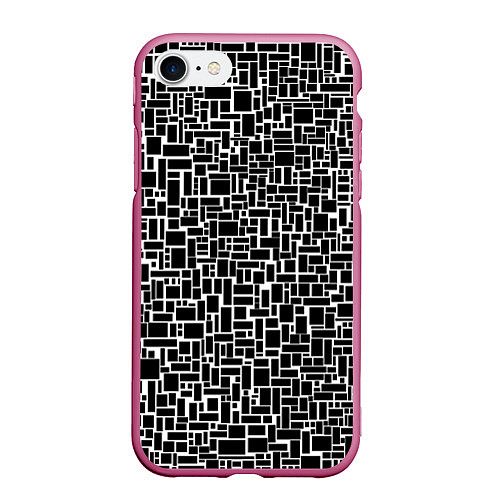 Чехол iPhone 7/8 матовый Геометрия ЧБ Black & white / 3D-Малиновый – фото 1