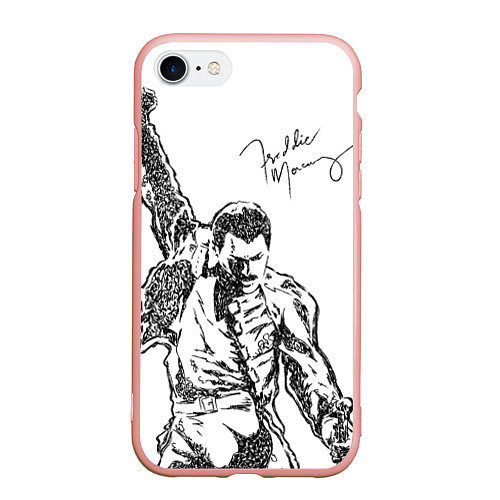 Чехол iPhone 7/8 матовый Freddie Mercury / 3D-Светло-розовый – фото 1