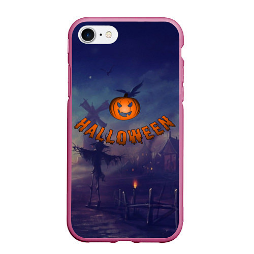 Чехол iPhone 7/8 матовый Halloween Pumpkin / 3D-Малиновый – фото 1