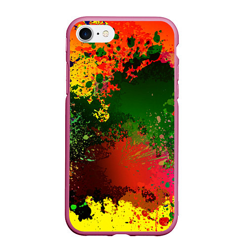 Чехол iPhone 7/8 матовый Взрыв красок / 3D-Малиновый – фото 1
