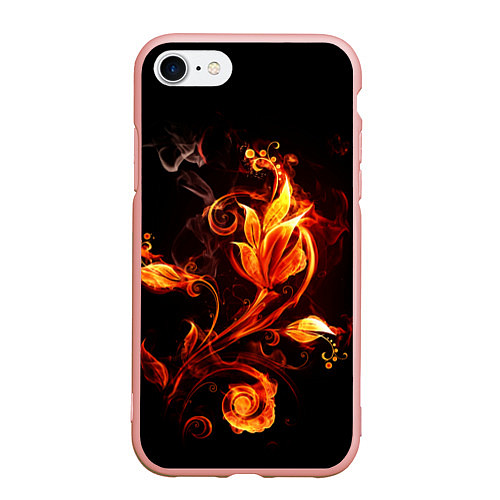 Чехол iPhone 7/8 матовый Огненный цветок / 3D-Светло-розовый – фото 1