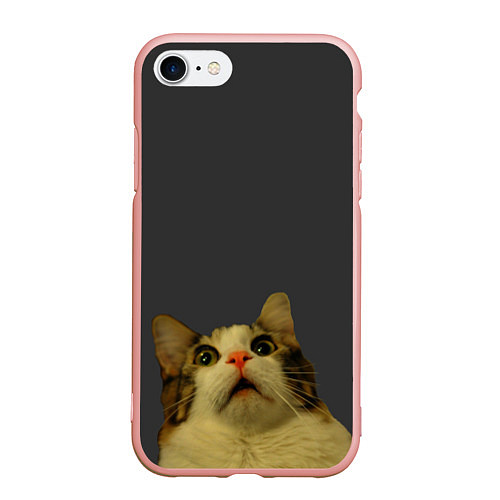 Чехол iPhone 7/8 матовый Коте смотрит вверх / 3D-Светло-розовый – фото 1