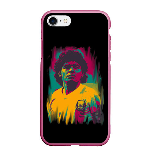 Чехол iPhone 7/8 матовый Diego Maradona / 3D-Малиновый – фото 1