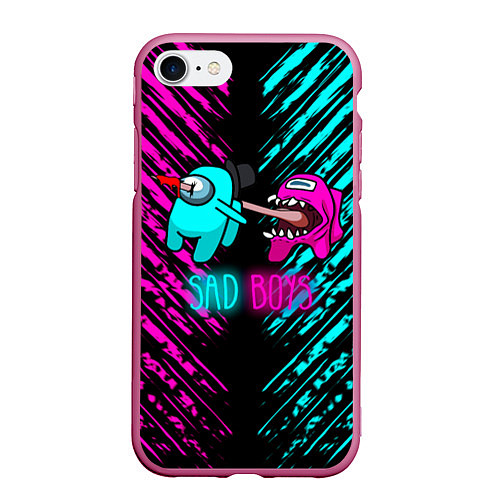 Чехол iPhone 7/8 матовый Among us sad boys / 3D-Малиновый – фото 1