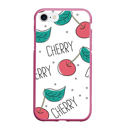 Чехол iPhone 7/8 матовый Вишенки Cherry / 3D-Малиновый – фото 1