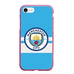 Чехол iPhone 7/8 матовый MANCHESTER CITY, цвет: 3D-малиновый