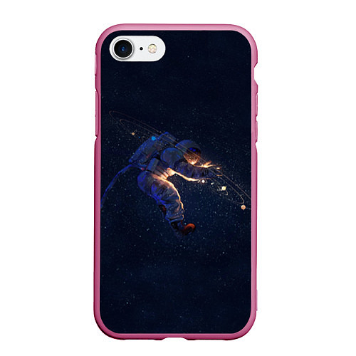 Чехол iPhone 7/8 матовый Космонавт / 3D-Малиновый – фото 1
