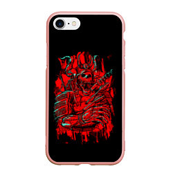 Чехол iPhone 7/8 матовый Death Samurai, цвет: 3D-светло-розовый