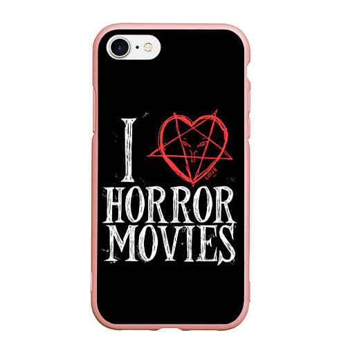 Чехол iPhone 7/8 матовый I Love Horror Movies / 3D-Светло-розовый – фото 1
