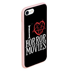 Чехол iPhone 7/8 матовый I Love Horror Movies, цвет: 3D-светло-розовый — фото 2