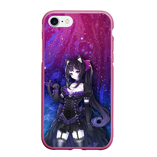 Чехол iPhone 7/8 матовый Neko - Gothic Anime / 3D-Малиновый – фото 1