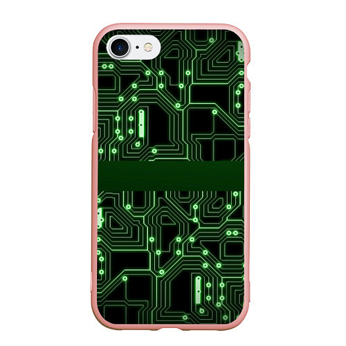 Чехол iPhone 7/8 матовый Неоновая схема / 3D-Светло-розовый – фото 1