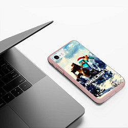 Чехол iPhone 7/8 матовый Зимний Майнкрафт, цвет: 3D-светло-розовый — фото 2