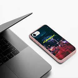 Чехол iPhone 7/8 матовый Cyberpunk 2077, цвет: 3D-светло-розовый — фото 2