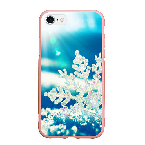 Чехол iPhone 7/8 матовый Снег / 3D-Светло-розовый – фото 1