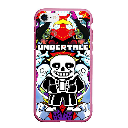 Чехол iPhone 7/8 матовый UNDERTALE / 3D-Малиновый – фото 1