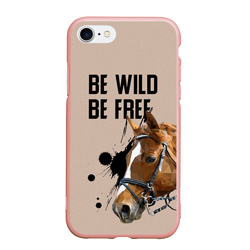 Чехол iPhone 7/8 матовый Be wild be free / 3D-Светло-розовый – фото 1