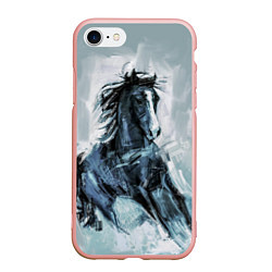 Чехол iPhone 7/8 матовый Нарисованный конь, цвет: 3D-светло-розовый