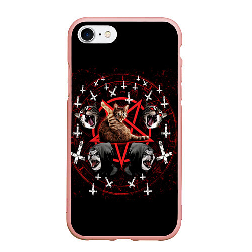 Чехол iPhone 7/8 матовый Satanic Cat / 3D-Светло-розовый – фото 1
