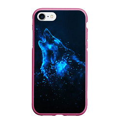 Чехол iPhone 7/8 матовый Космический Волк, цвет: 3D-малиновый