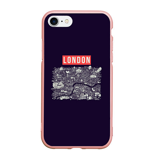 Чехол iPhone 7/8 матовый LONDON / 3D-Светло-розовый – фото 1