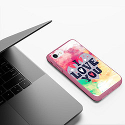 Чехол iPhone 7/8 матовый Love, цвет: 3D-малиновый — фото 2