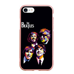 Чехол iPhone 7/8 матовый The Beatles, цвет: 3D-светло-розовый