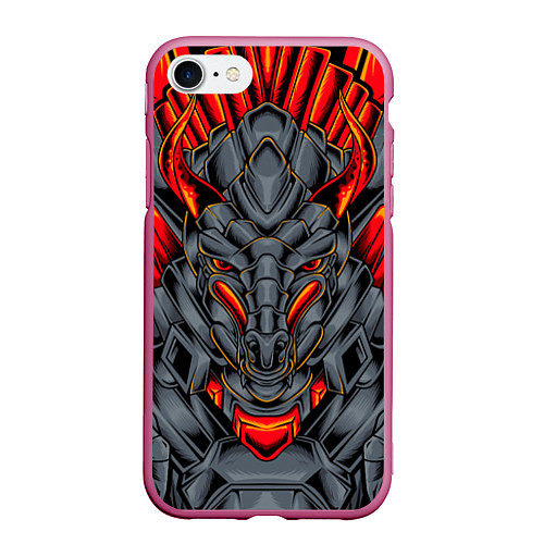 Чехол iPhone 7/8 матовый Механический дракон / 3D-Малиновый – фото 1