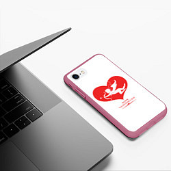 Чехол iPhone 7/8 матовый Happy Valentines Day, цвет: 3D-малиновый — фото 2