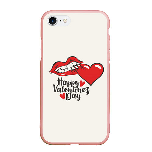 Чехол iPhone 7/8 матовый Happy Valentines Day / 3D-Светло-розовый – фото 1