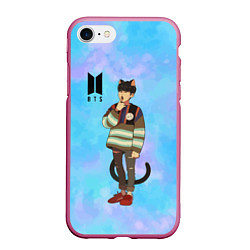 Чехол iPhone 7/8 матовый BTS Cat, цвет: 3D-малиновый