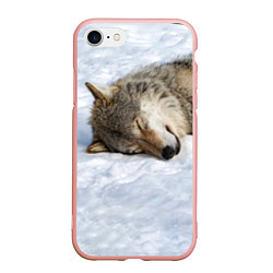 Чехол iPhone 7/8 матовый Спящий Волк, цвет: 3D-светло-розовый