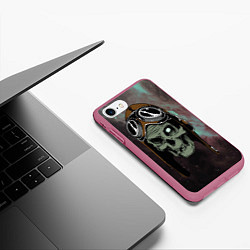 Чехол iPhone 7/8 матовый Череп в космосе, цвет: 3D-малиновый — фото 2