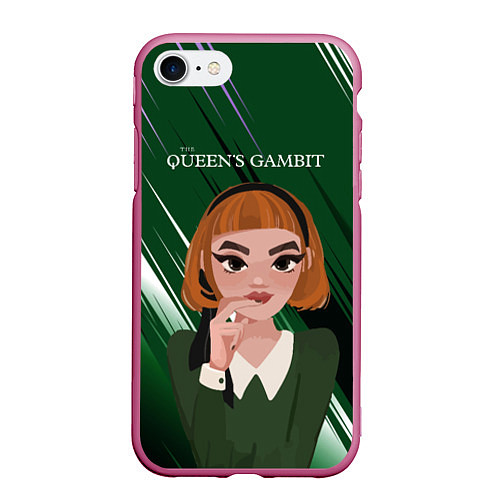 Чехол iPhone 7/8 матовый Queens Gambit Ход Королевы / 3D-Малиновый – фото 1