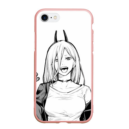 Чехол iPhone 7/8 матовый Black and White Anime / 3D-Светло-розовый – фото 1