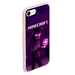 Чехол iPhone 7/8 матовый Minecraft Слендермен, цвет: 3D-светло-розовый — фото 2