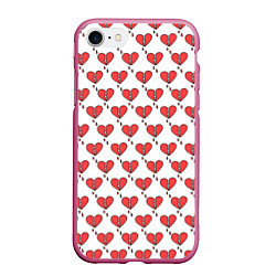 Чехол iPhone 7/8 матовый Разбитое Сердце, цвет: 3D-малиновый