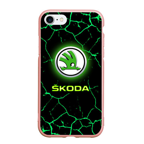 Чехол iPhone 7/8 матовый SKODA / 3D-Светло-розовый – фото 1