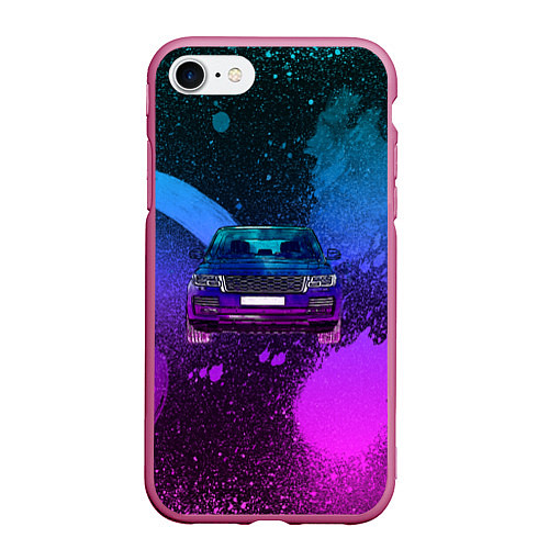 Чехол iPhone 7/8 матовый LAND ROVER NEON / 3D-Малиновый – фото 1