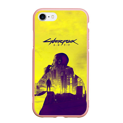 Чехол iPhone 7/8 матовый Cyberpunk 2077 / 3D-Светло-розовый – фото 1