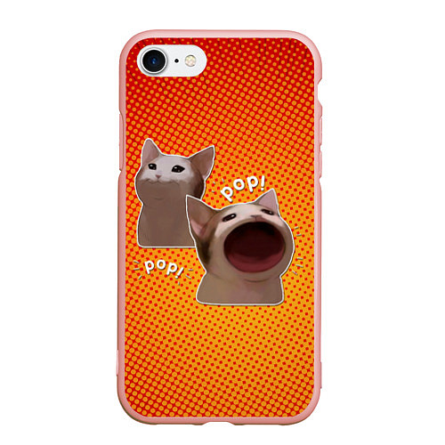 Чехол iPhone 7/8 матовый Cat Pop Мем / 3D-Светло-розовый – фото 1