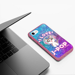 Чехол iPhone 7/8 матовый I Love Cat Pop, цвет: 3D-малиновый — фото 2