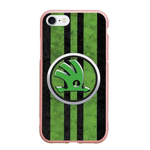 Чехол iPhone 7/8 матовый Skoda Green Logo Z / 3D-Светло-розовый – фото 1